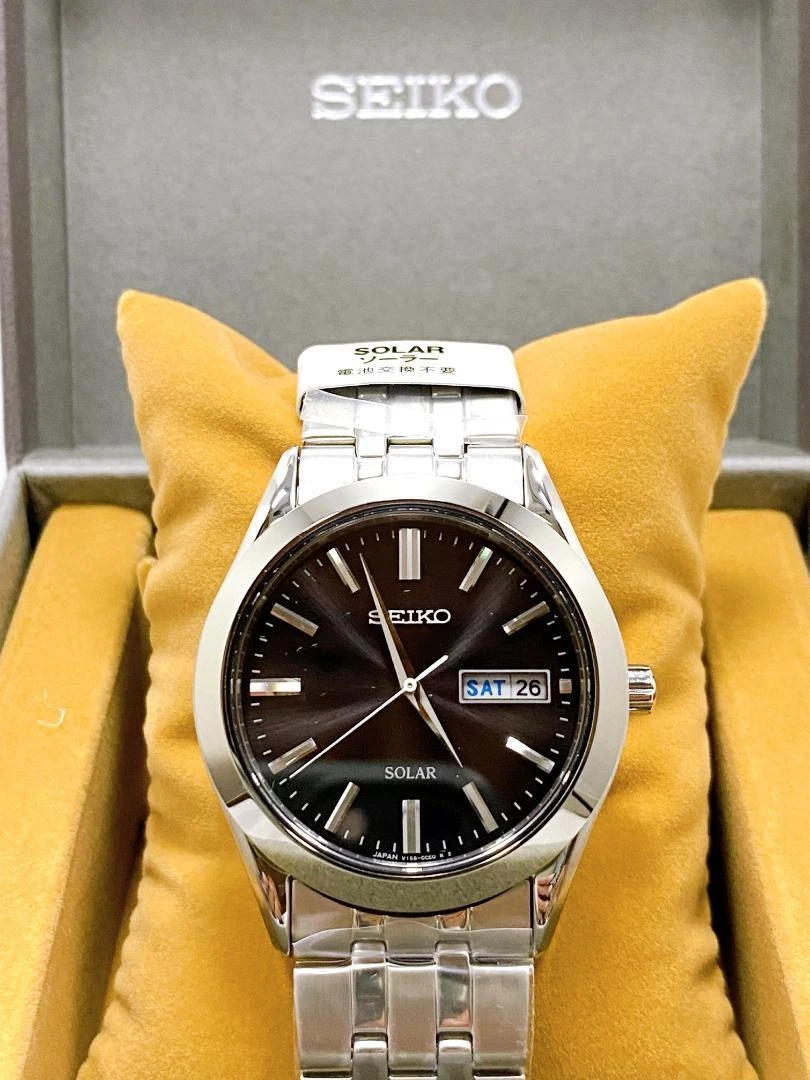 Seiko Cal.V158 Day Date Box Stainless Steel Solar Mens Watch