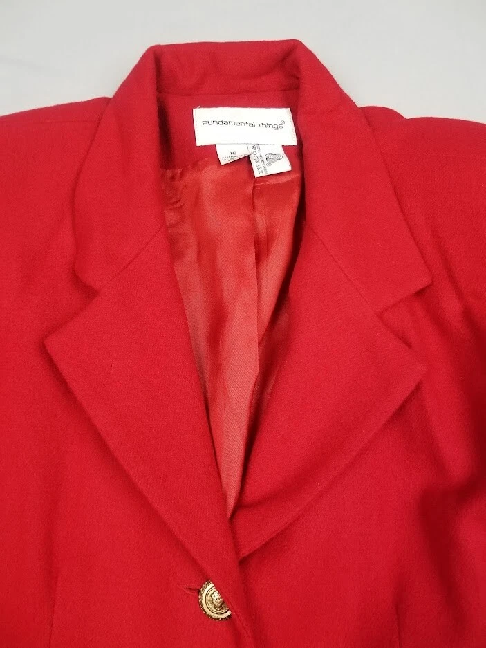 Blazer Chaqueta Informal Fundamental Things Mujer 10 Rojo Pura Lana Recortado Romántico Foto 2 de 4
