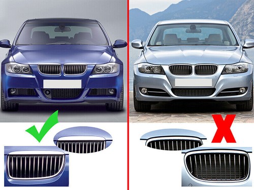 2X Chrome Front Grill Kidney Grille For BMW 3 Series E90 E91 2005-2008 323i 328i - Picture 2 of 7