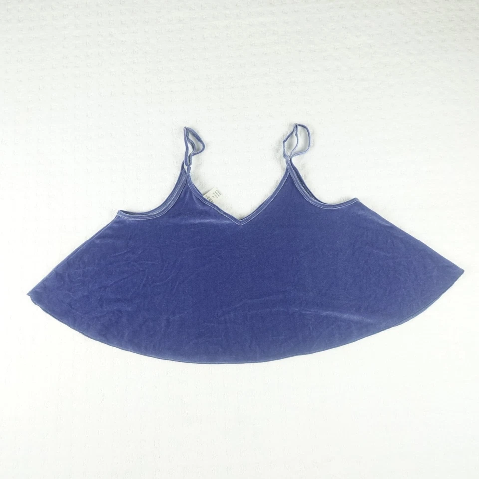 Victoria Secret Pink Shirt Womens Large Blue Velvet Tank Top Crop Camisol Ladies - Image 2 of 4