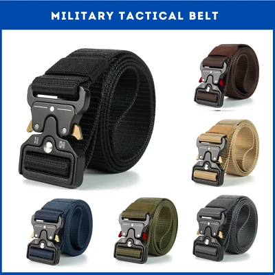Quick Release Work Belt Tactical Black Men Army Webbing Nylon Waistbelt Luxury.