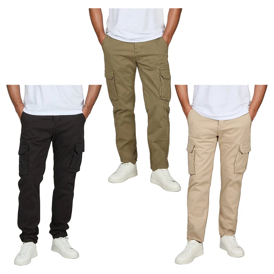DENIMFY Pantalon Cargo Homme Long avec Ceinture DFLuke Régulier Coupe Poches - Photo 1/1