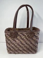 Coastal Core Sun N Sand Resort Vacation Wear Tote Purse Bag Woven Brown Raffia