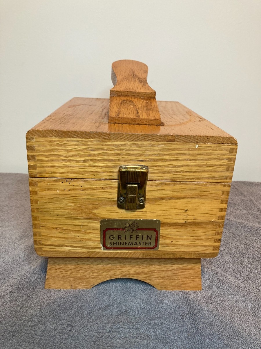 Vintage Oak Griffin Shinemaster Shoe-Shine Box Dovetailed Vintage Oak Griffin Shinemaster Shoe-Shine Box Dovetailed
