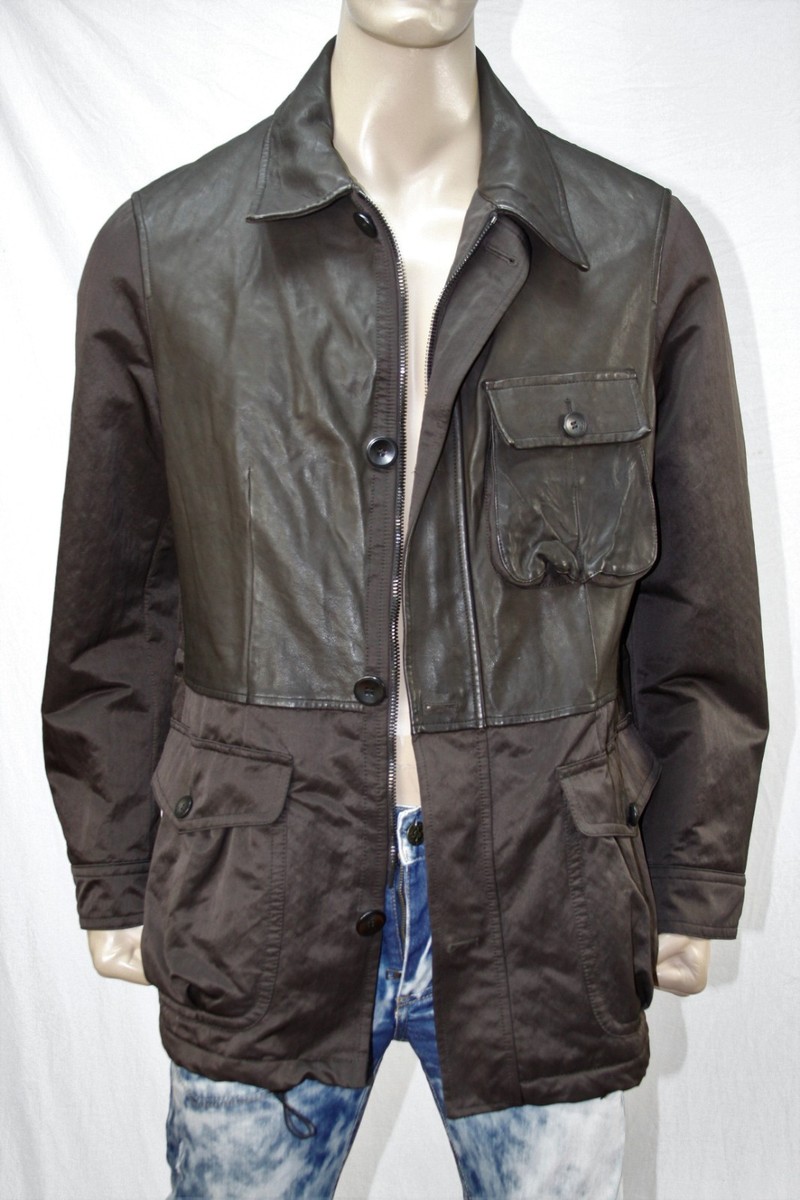 Authentic Giorgio Armani Men's Leather-poly -Nylon jacket US Authentic Giorgio Armani Men's Leather-poly -Nylon jacket US