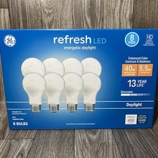 GE LED Light Bulb Daylight Refresh A19 Dimmable 5.5w 40Watt Replacement 8-Pack