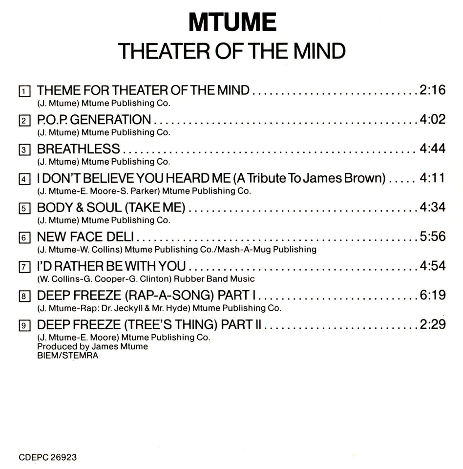 Mtume – Theater Of The Mind (CD-Album CBS CDEPC 26923) 1986 - Bild 3 von 3