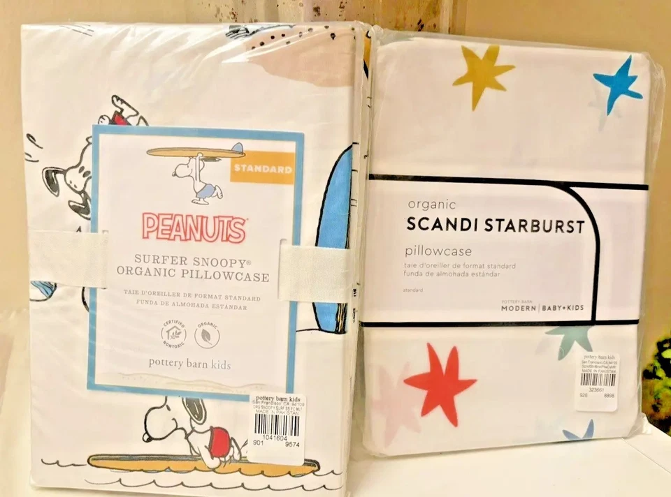 Pottery Barn Snoopy peanuts Holiday Dog Star School Disney Pillowcase kid SET 2 - Image 3 of 4