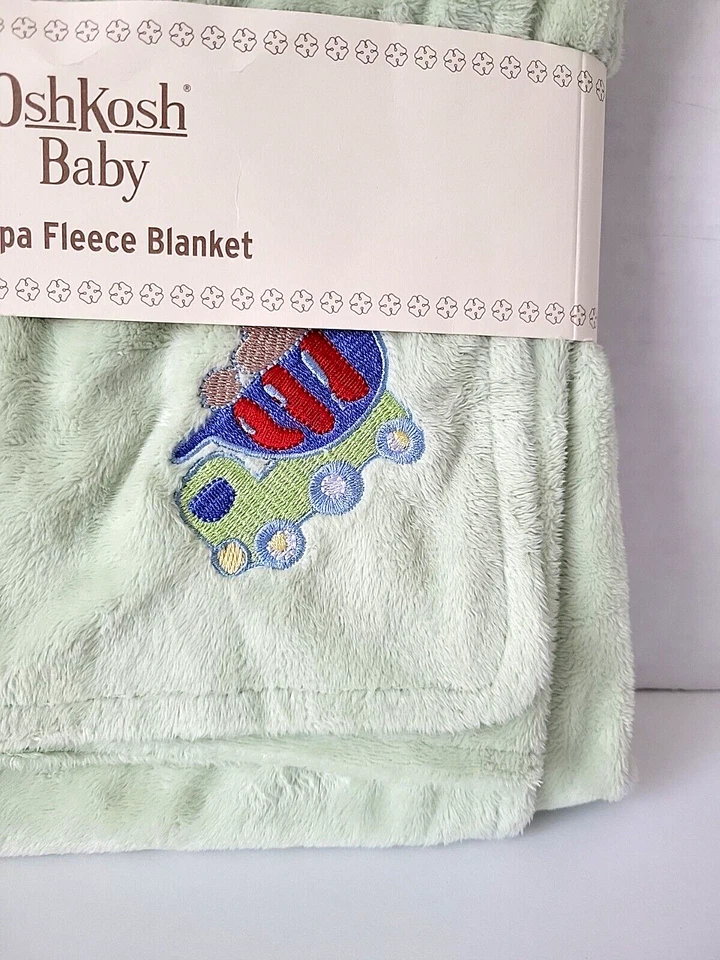OshKosh Bebé Sherpa Manta de Vellón Verde Salvia Camión de Volteo Cochecito NUEVO Lovey Foto 2 de 4