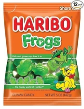 Haribo Frog Gummi Candy, Berries, 5 oz. Bag (Pack of 4)