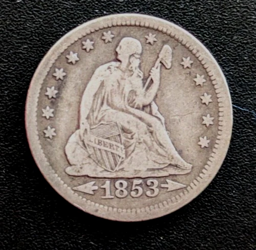 1853 25C Arrows and Rays Liberty Seated Quarter excellent detail