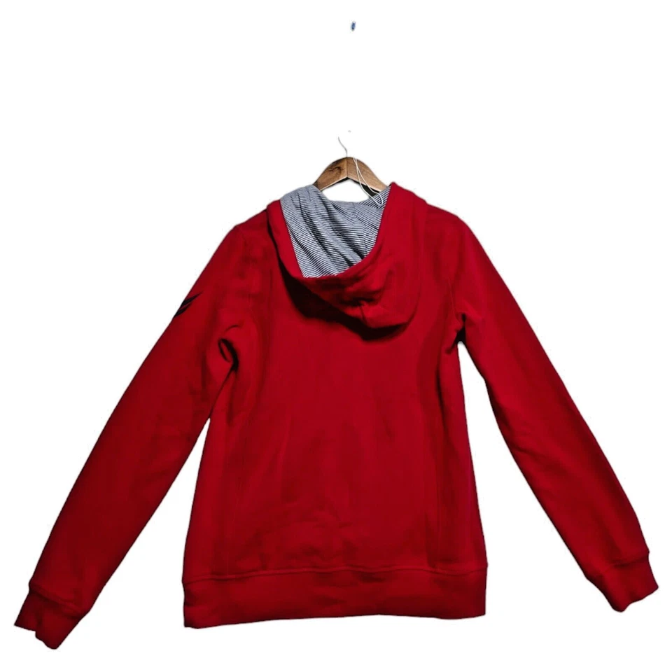 Sudadera con Capucha Y2K Nautica Mujer M Rojo Algodón Manga Larga Raglán Cordón Cremallera Completa Foto 3 de 4