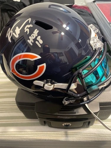 BRIAN URLACHER "HOF 18" SIGNED CHICAGO BEARS F/S SPEED REPLICA HELMET BECKETT