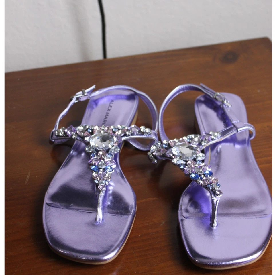 Sandalias de Tanga Alex Marie Púrpura Joya Adornadas Talla 7.5M Hada Capricho Foto 4 de 4