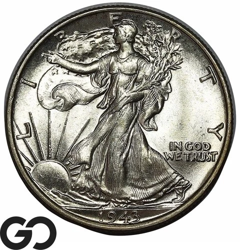 1943 Walking Liberty Half Dollar, Premium Quality Superb Gem BU++