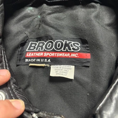 70s Vintage Brooks Leather Biker Jacket Mens M Black Motorcycle USA image 2