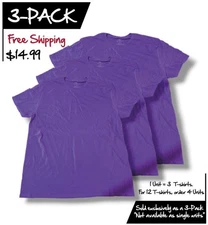 3-Pack Crew Neck T-Shirt | Short Sleeve | Classix UNISEX Tee | Purple Size "XL"
