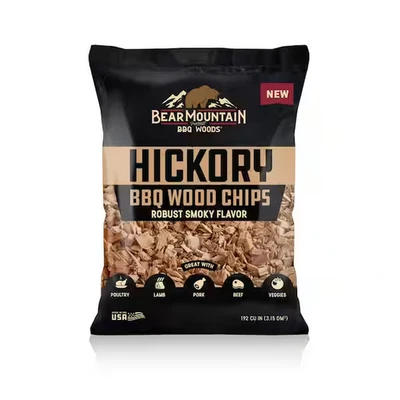 192 cu in Hickory BBQ Wood Chips Smoking Grill Flavor Natural Hardwood