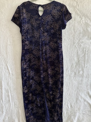 Vintage 90s Y2K Nobo Maxi Dress Crushed Velvet XL Whimsical Goth Whimsigoth - Bild 6 von 8