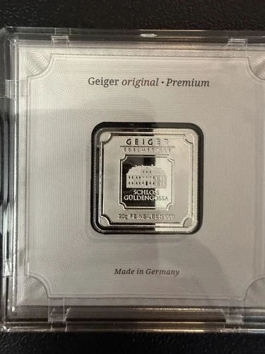 20 Gram .999 Fine Geiger Silver Square Bar - Edelmetalle Feinsilber - In OGP