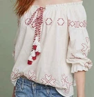 Anthropologie Harlyn Farina Embroidered Off the Shoulder peasant Top white rd XL