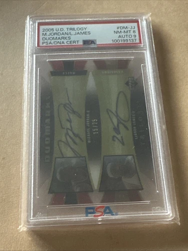 2006 U.D Trilogy Michael Jordan / LeBron James Duomarks PSA 8 Auto 9 15/25