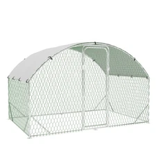 Large Metal Chicken Coop 9.8'×6.5'×6.6' Walk-in Poultry Cage Run Waterproof