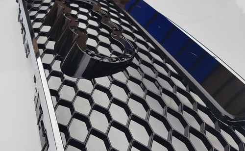 RS4 Chrome / gloss black honeycomb mesh grill for Audi A4 B9 8W S4 2016+ grille - Picture 3 of 10