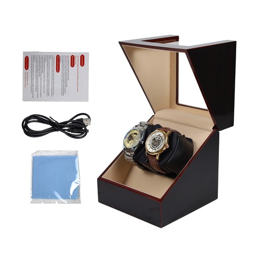 Automatic Rotation 2+0 Watch Box Double Watch Winder Storage Display Case Gift - Picture 23 of 34
