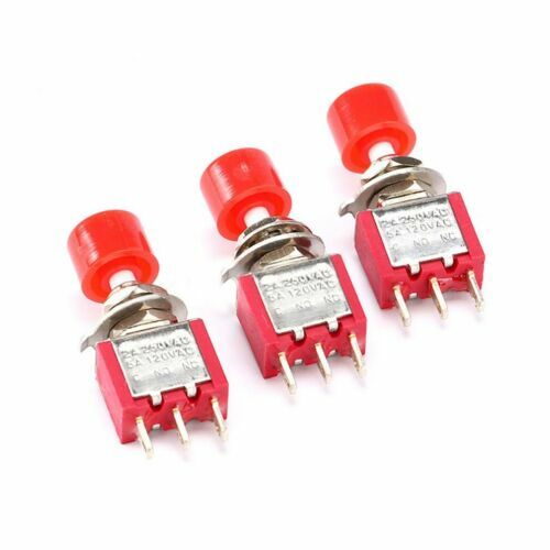 Interruttore a pulsante rotondo (auto-ritorno) PS-102 202 con cappuccio rosso 3 pin 6 pin - Foto 3 di 4