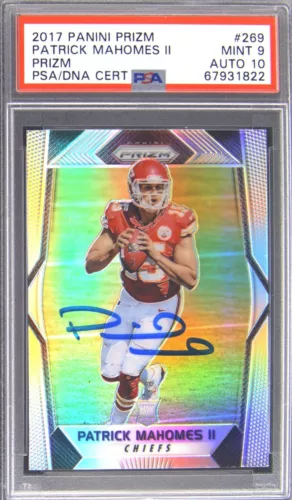 2017 Panini Prizm Silver #269 Patrick Mahomes Rookie Card RC PSA Mint 9 Auto 10
