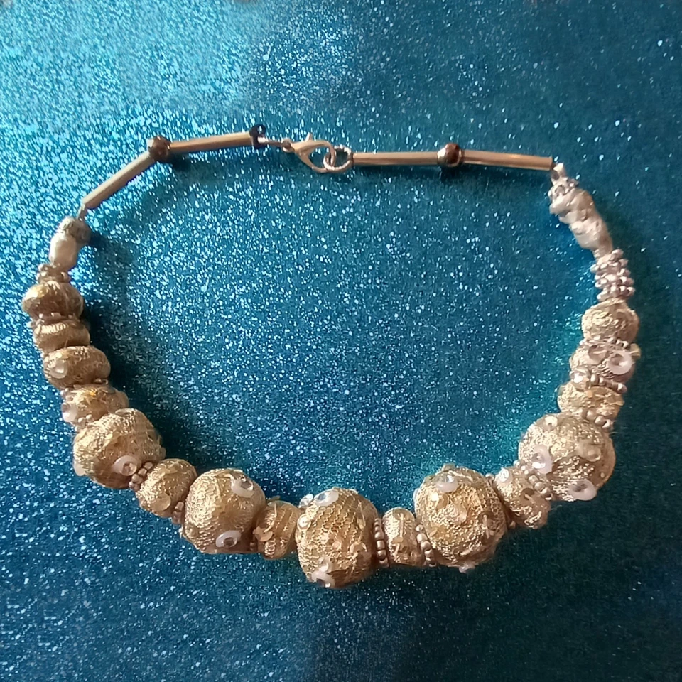 collana girocollo gioielli minimal design perline perle pietre bigiotteria donna - Immagine 4 di 4