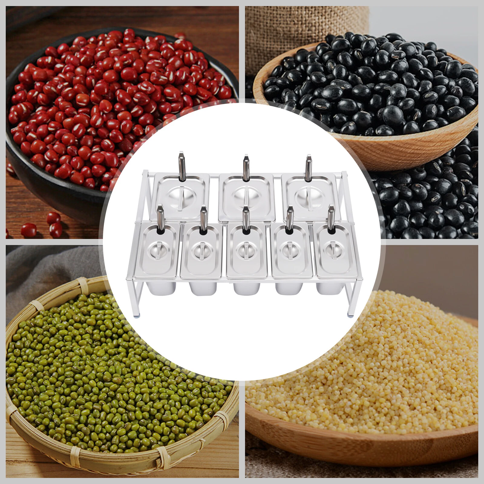 Expandable Spice Rack, 13.8"-23.6" 2-Tier Stainless Steel Organizer Shelf 8 Pans
