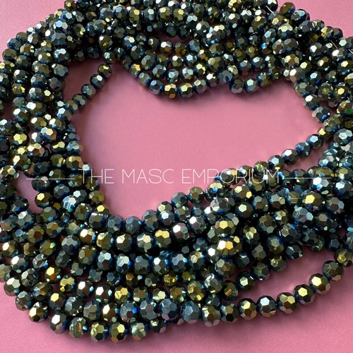 Round Crystal (Glass) Beads | Electro Green | 10mm | DIY - 10 X Strands - 68 per - Picture 2 of 2
