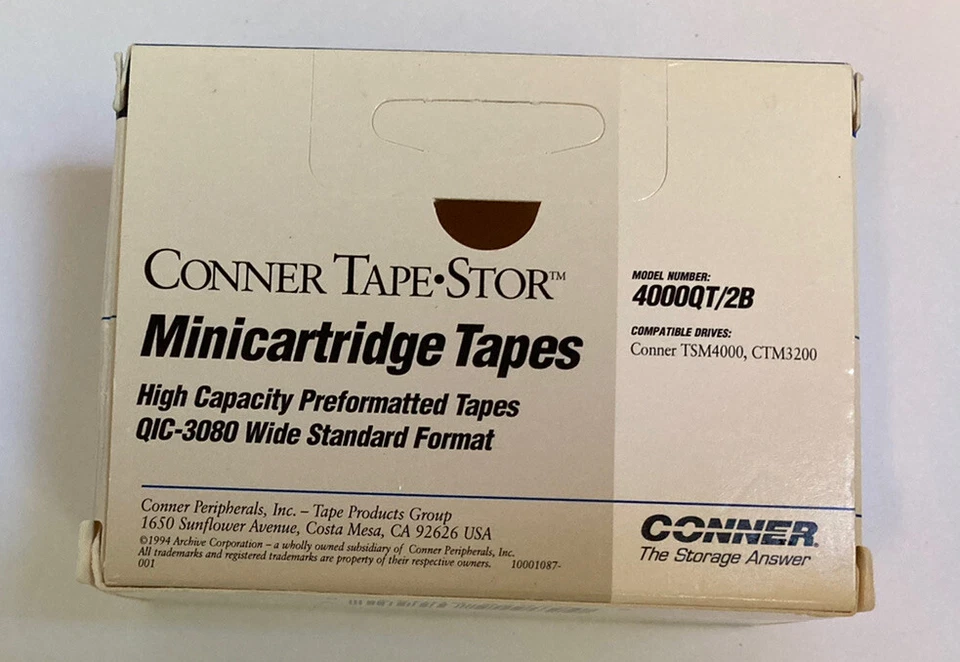 NEW SEALED 2pk Conner 4000QT 4GB Data Tape MiniCartridge QIC-3080 Wide QW3080XLF - Image 3 of 4