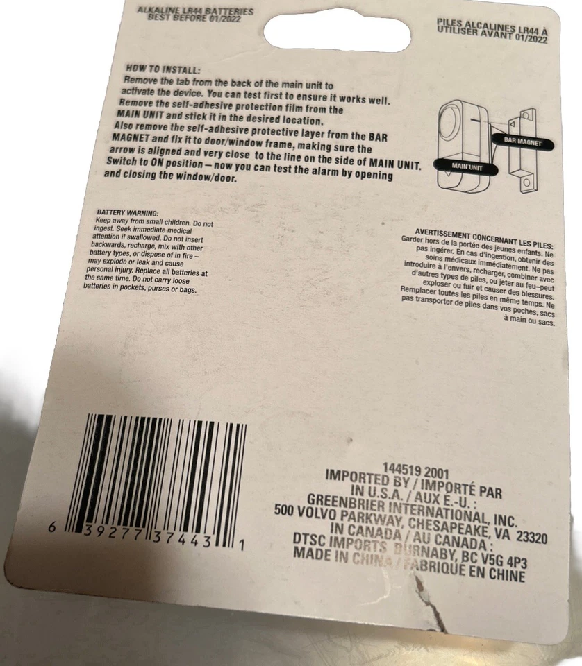 Armario/alarma de puerta inalámbrica de seguridad para el hogar alimentada por batería muy fuerte Foto 3 de 4