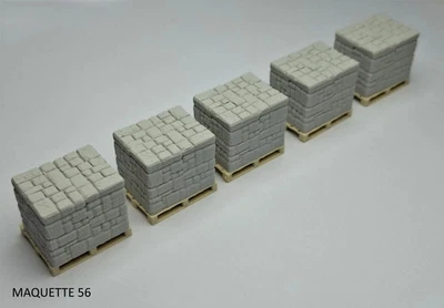 MAQUETTE 56 1/43 5 chargements de pierres sur palette décor quai chantier entrepôt usine rue