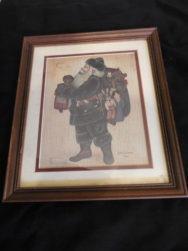 Weihnachtsmanndruck "Alte Welt".      14 1/2 X 12 ins.  Gerahmter Kunstdruck N. Schneeman - Bild 1 von 3