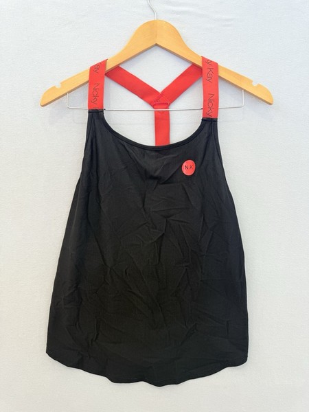 Nicky Kay Women Gym Singlet Tank Top Navy Blue Orange Workout Size Medium M