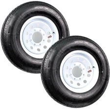 2-Pk Radial Trailer Tires White Rims ST235/80R16 Load E 8 Lug Modular Wheel