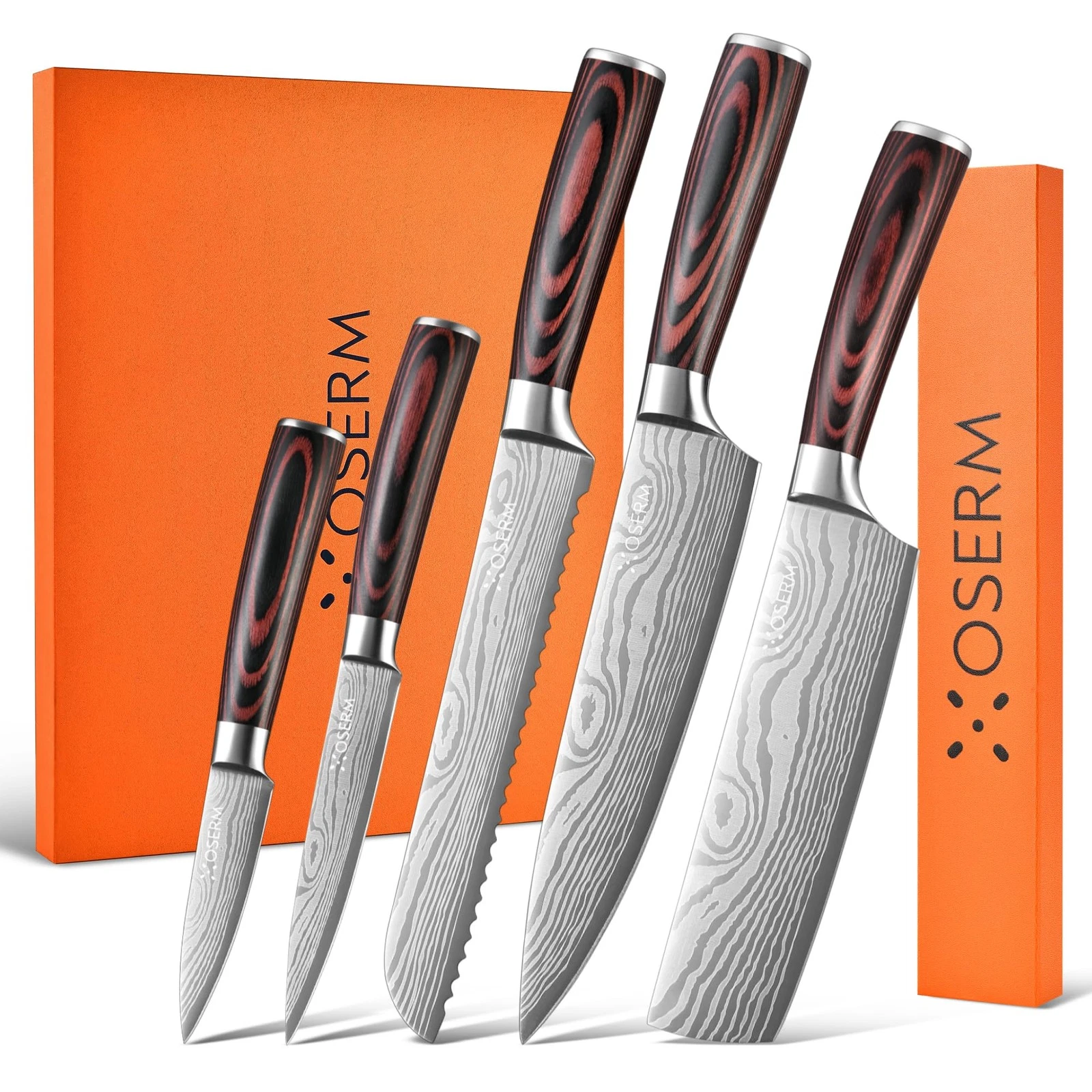 OSERM Knife Set | Gift-Ready 6-Piece (5+1) Japanese Style Kitchen Knife Set — Bu