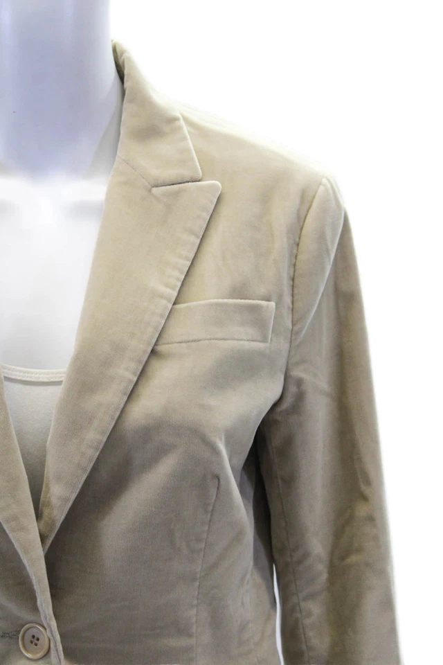 Theory Womens Cotton Blazer Beige Size 8 - Image 2 of 4