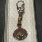 GUCCI Keyring Chain Gold Silver Brown Leather Bag charm Vintage  — photo 3