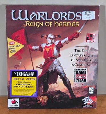 New Sealed Warlords III Reign of Heroes SSG Red Orb Big Box Windows 95 PC CD
