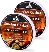 Smoker Gasket, 2 Pack, 15 Ft, 1/2" X 1/8", High Temp, Black