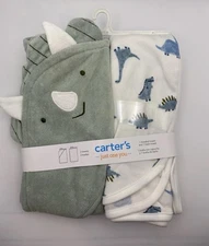 NEW Carter’s 2 Piece Infant Dinosaur Hooded & Bath Towel Set