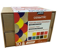 Pebeo Ceramic Paint Collection Set 10 x 45ml Terracotta Pottery Outliner & Brush