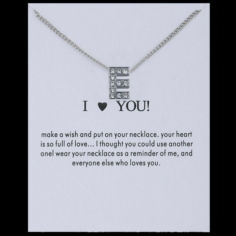 925 Sterling Silver New Fashion Capital Alphabet Letter "E" White Topaz Necklace