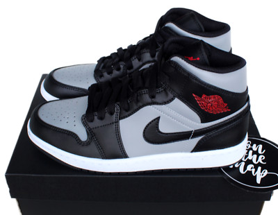 Nike Air Jordan 1 Retro Mid Shadow Grey Red UK 6 US 7 EUR 40 554724-096 Neu