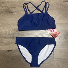 Kanu Surf Swimsuit Girls 10 Blue 2 Piece Bikini Swimwear